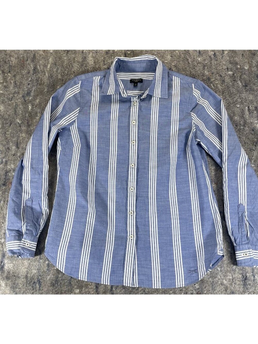 Talbots Striped Button Up Shirt Blue And White 4P